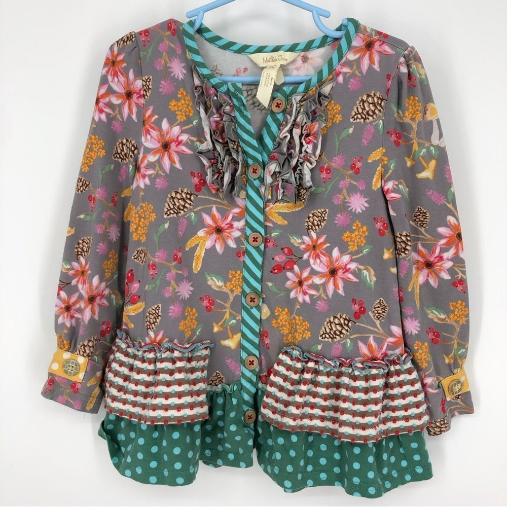 Matilda Jane‎ Top Girls 4 Tiered Ruffle Floral Stripe Polka Dot Cottagecore